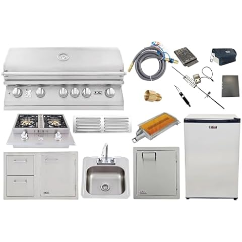 Lion BBQ Direct Premium 10-Piece 40" Natural Gas Grilling Set: Ready-to-Use with Included Hoses, Vent, & Searing burner Cover