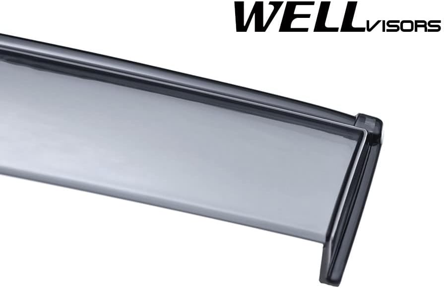 WellVisors Window Visors Wind Deflectors Compatible with Mitsubishi 2014-2021 Outlander ES GT SE SEL with Black Trim Rain Guards 3-847MI004