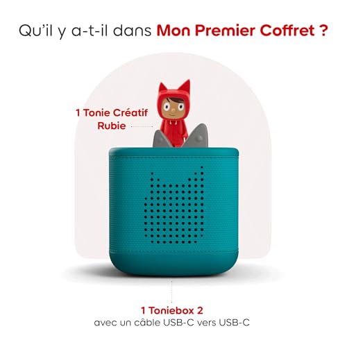 tonies Toniebox 2 Boite à Histoire pour Enfant, Musiques et Jeux 1 à 9 Ans, Ecoute, Apprends, Joue, Robuste & Facile à Utiliser, 1 Figurine Rubie, Vert Océan – vue 3