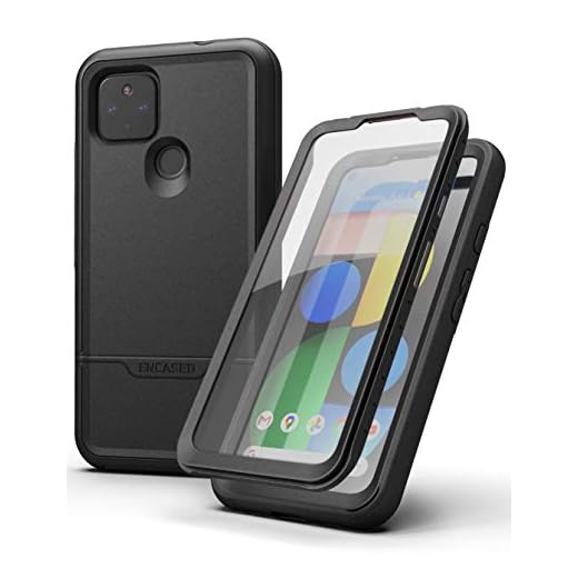 Encased RebelShield Designed for Pixel 4a 5G Case with Screen Protector, Heavy Duty Full Body Protective Cover with Build-in Screen Guard for Google Pixel 4a 5G - Black