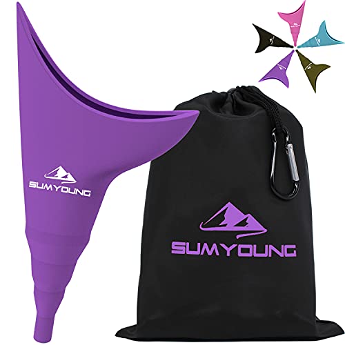 Female Urination Device,Reusable Silicone Female Urinal Portable Women Pee Funnel Urine Cup Allows Pee Standing Up,Compact Design for Car Travel Camping Hiking,with Drawstring Bag and Carabiner-Purple Female Urination Device,Reusable Silicone Female Urinal Portable Women Pee Funnel Urine Cup Allows Pee Standing Up,Compact Design for Car Travel Camping Hiking,with Drawstring Bag and Carabiner-Purple