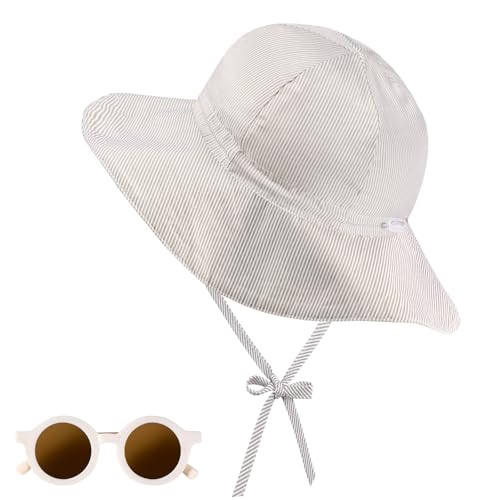 SREBIWO Baby Sonnenhut und Sonnenbrille, 52 cm Sommerhut Kleinkind Unisex...