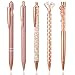 Pinenuts 5 Pieces Ballpoint Pens for Women Bling Metal Pens Elegant Diamond Design Stationery Office Desk Accessories Work Leaving Gift Thank You Gifts for Teachers Adults