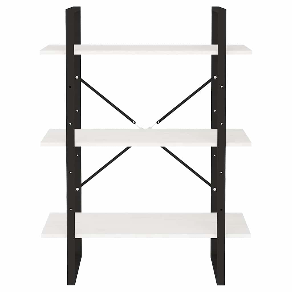 Hothingwell Regał 3-poziomowy biały 80x30x105 cm lite drewno sosnowe