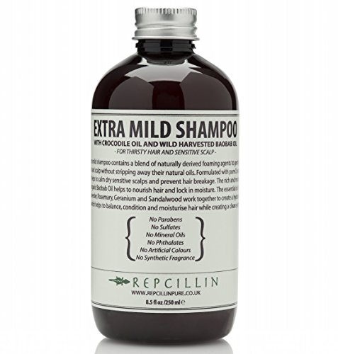 Repcillin Extra Mild Shampoo with Crocodile Oil and Wild Harvested Baobab Oil For Thirsty Hair and Sensitive Scalp by Repcillin