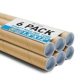 MagicWater Supply Mailing Tube - 1.5 in x 12 in - Kraft - 6 Pack - for Shipping and Storage of Posters, Arts, Crafts, and Documents