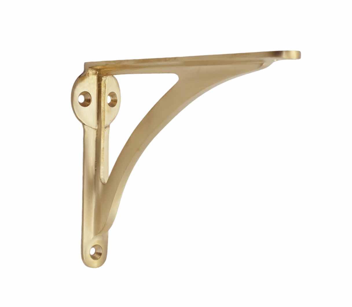 STYLENT Decor Decorative Brass Shelf Bracket, Heavy Duty and Antique Shelf Bracket for Shelving Modern L Shaped Design (Pack of 1) (Brass Brushed, 10 Inches)