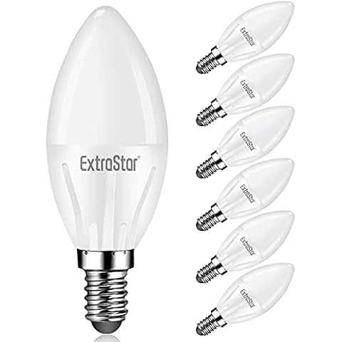 EXTRASTAR Bombilla LED E14 Vela, 5W, Luz Blanca Fría - 6 unidades Cover