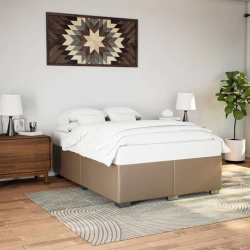 vidaXL Bettgestell, Bettrahmen mit Lattenrost, Polsterbett Bett für Schlafzimmer, Doppelbett Schlafzimmerbett, Cappuccino-Braun 140x200cm Kunstleder