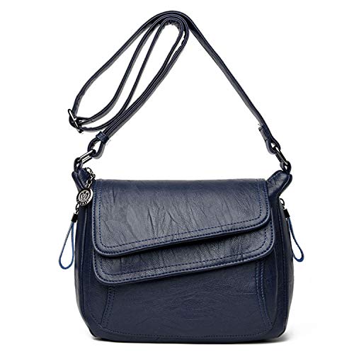 SYYHOME Bolsas transversais femininas de couro PU Hobo Bolsas de Ombro Bolsas de Viagem e Bolsas de Bolso Médio, Azul marinho, One Size
