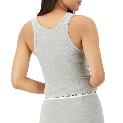 Hanes Women's Originals Rib Tank 2-Pack, Comfywear Stretch Cotton Cropped Top4