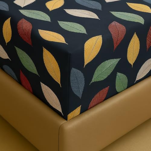 Image of Premium Cotton Elastic Fitted Bedsheets with 1 Pillow Covers |Floral Printed Single Bed Elastic 220 TC Supersoft Breathable & Wrinklefree | for 72x36+6 Inches, Floral Dark Blue
