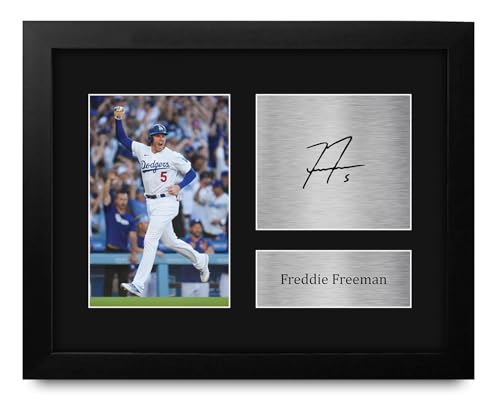 HWC Trading Freddie Freeman LA Dodgers Gifts Printed Signed Autograph Picture for Baseball Memorabilia Fans - US Letter Framed (ID-007840)