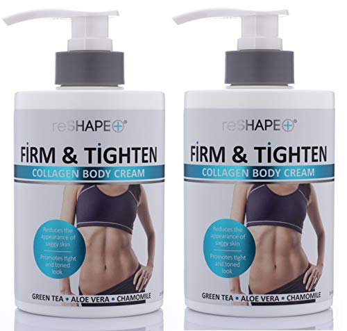 Collagen Body Cream Moisturizing, Tightening Cellulite Cream Improves Elasticity, Plumps Sagging Skin (Two - 15oz)