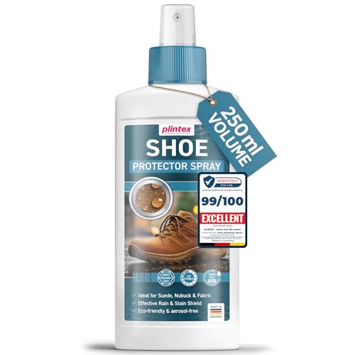 PLINTEX Shoe Protector Spray 250ml Transparent & 100% Biodegradable - Waterproof Spray for Leather Suede UGG Sneaker Trainer Shoes & Boots - Protection Waterproofer