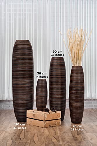 Image of LEEWADEE Large Floor Vase - Handmade Flower Holder Made of Wood, Sophisticated Vessel for Decorative Branches and Dried Flowers, 43 inches, Brown