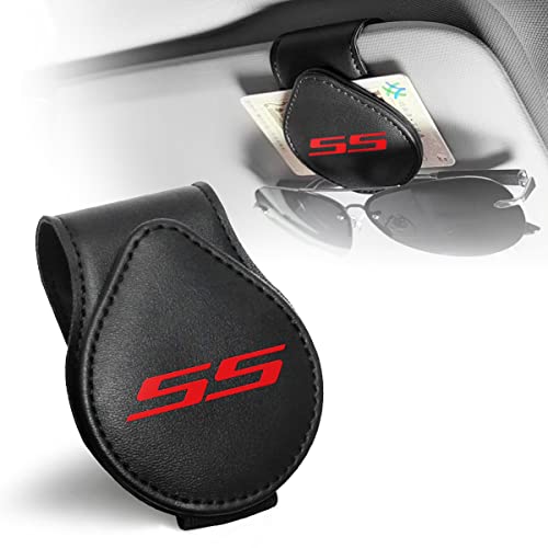 Sunglasses Holder Compatible with Chevy Camaro SS Accessories, Leather Magnetic Glasses Mount Holder Eyeglasses Sunglasses Clip Visor Accessories for Chevy SS Owners
