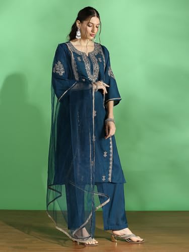 Image of Globus Women Kurta Set (GS578843 Maroon S)