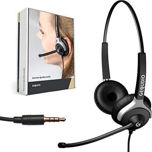 GEQUDIO Wired Headset with 3.5mm - Including Jack Cable, Replacement Ear Pads, Microphone Cover - 80g Weight (Duo)