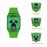 Minecraft Unisex Dziecięcy cyfrowy analogowy zegarek kwarcowy z gumowym paskiem MIN4014, ZIELONY, pasek