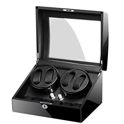 Relojes automáticos: caja de madera con 4 posiciones y 6 espacios de almacenamiento