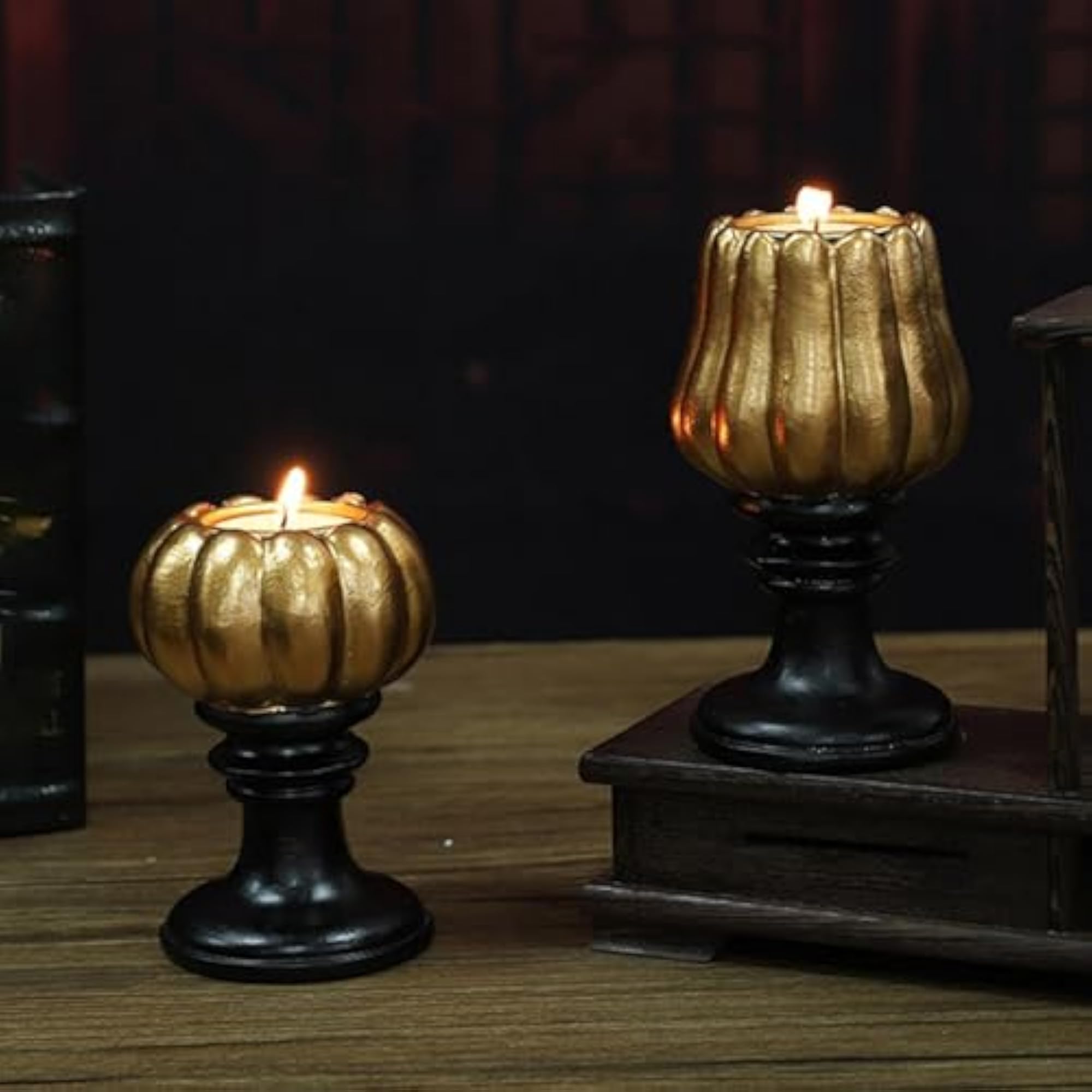 Halloween Pumpkin Tealight Candle Holder, Festive Decor