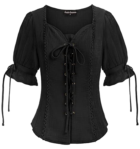 SCARLET DARKNESS Sweetheart V Neck Renaissance Shirt Peasant Pirate Tops by Scarlet Darkness - Used condition - US$31.54