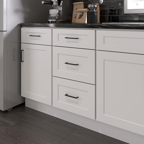 Image of Furinno Shaker Drawer Base Kitchen Cabinet with 3-Drawers, Ready to Assemble, 24 D x 18 W x 34.5 H, White