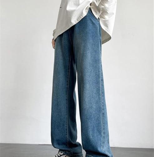 Mens Wide Leg Jeans Korean Style Loose Fit Denim Pants High Waisted Casual Straight Trousers3