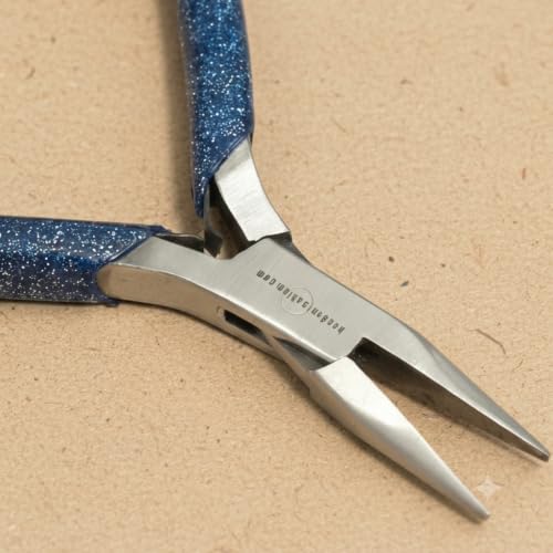 Image of Beadsnfashion Chain Nose Pliers (5 Inch) - Professional Stainless Steel Jewellery Making Tool with 7 cm Blue Grips Handle for Jump Rings, Sharp 90-Degree Bends, Small Findings & Detailed Craft Work