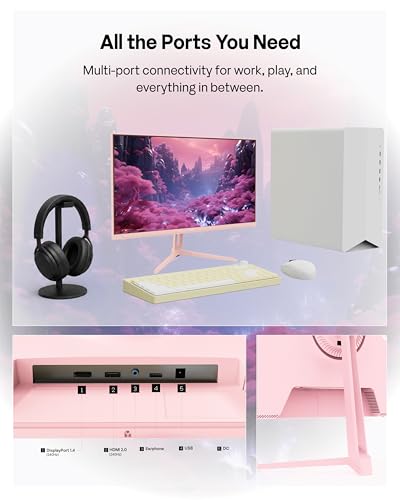 Image of Pixio PX249 Wave Pink 24 inch 240Hz Refresh Rate FHD 1080p Resolution Fast IPS Panel 1ms GTG Response Time Built-in Speakers Gaming Monitor with Adaptive Sync