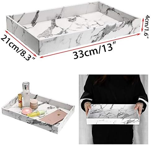 Vista 5 de Hipiwe Bandeja organizadora de escritorio, bandeja de tocador de piel sintética, bandeja de perfume, bandeja de almacenamiento de cosméticos