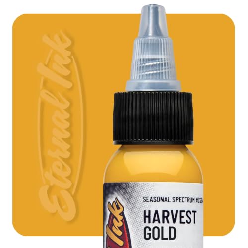 Eternal Ink Harvest Gold Tattoo Ink - 1 oz - Harvest Gold for Tattoos, Smooth Flow, Fade-Resistant - Ideal for All Skin Tones, Vegan and Sterile for Professional Tattoo Artists and Beginners