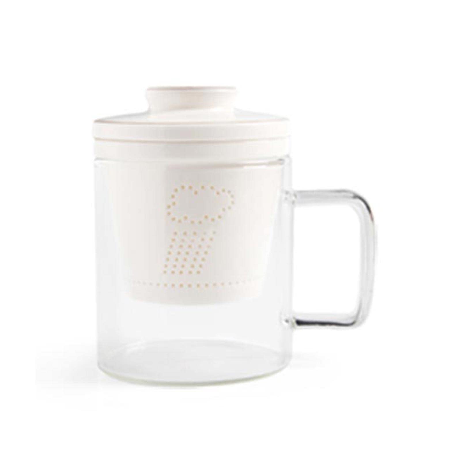 MRKU Tasses à café, Tasses à thé, Tasses à Lait, Tasses à thé en Verre avec infuseur Amovible et Couvercle, 9,5 oz, Tasses à thé en Verre épais, théière filtrante Transparente pour Cappuccino