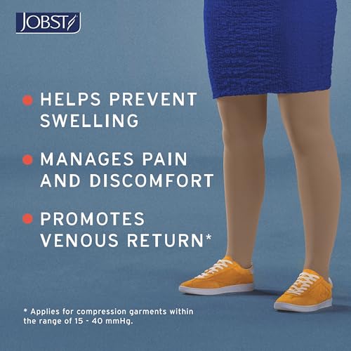 Image of JOBST Relief Knee High Graduated Compression Socks 20-30mmHg - Comfortable Unisex Design with Silicone Dot Band - Closed Toe, Black, Medium
