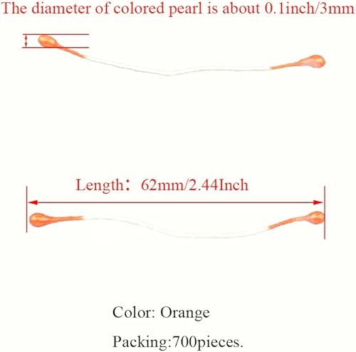Miniatura 97 de HAHIYO 700 piezas de 0.118 in de perla amarilla de doble cabeza de estambres de flores Pistilo hecho a mano, flores artificiales para flore Amarillo