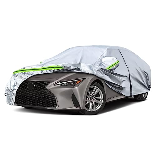 Waterproof Car Covers Replace for 2005-2025 Lexus IS250 IS300 IS350, 6 Layers Silver All Weather Custom-fit Car Cover with Zipper Door & Windproof Bands for Snow Rain Dust Hail Protection