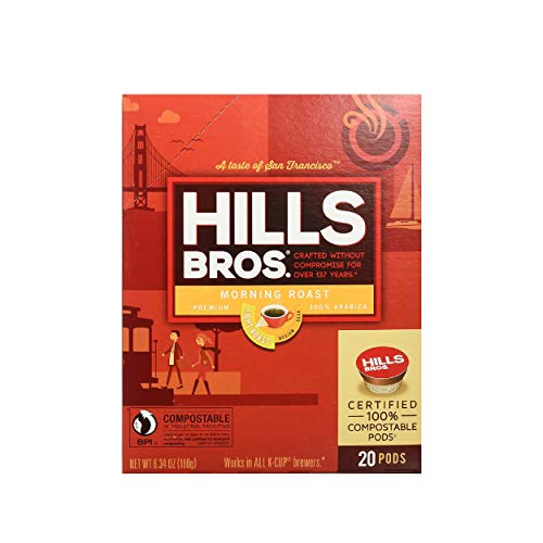 Hills Bros Single Serve Coffee Pods, Morning Roast, Light Roast Coffee, 12 Countâ€“Keurig Compatible, Roasted 100% Arabica Coffee Beans, Smooth Balanced Flavor
