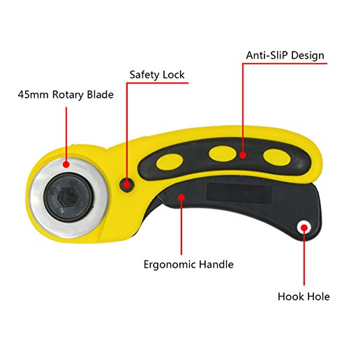 image for WORKLION 45mm Rotary Cutter Set: Ergonomic Rotary Cutter with Safety L