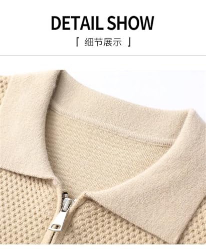 Men Warm Zip Lapel Sweater Men's Lapel Cardigan Solid Color Sweater Slim Fit Cardigan Sweater2