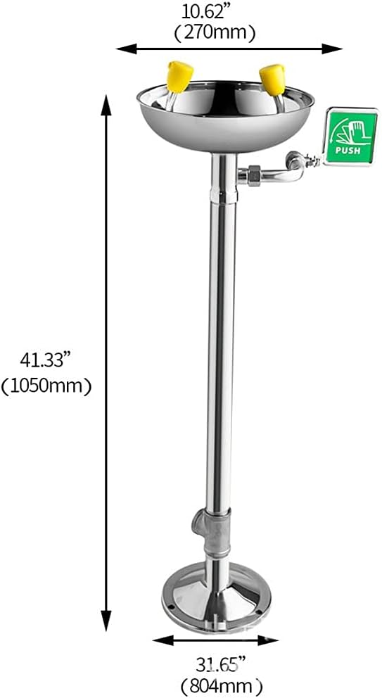 Vertical Eyewasher, Emergency Eyewash Station 304 Stainless Steel Double Nozzle One Second to Open, Easy and Convenient, for Factory, Laboratory