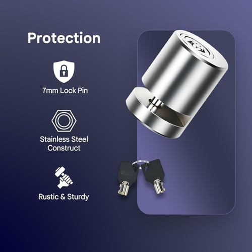 Image of Securo Stainless Steel Heavy Duty Disc Brake Lock Pad Lock with 7mm Pin Anti Theft Wheel Security Lock for Bike Motorcycle Scooter ATV with 2 Keys Painted Finish Durable Protection