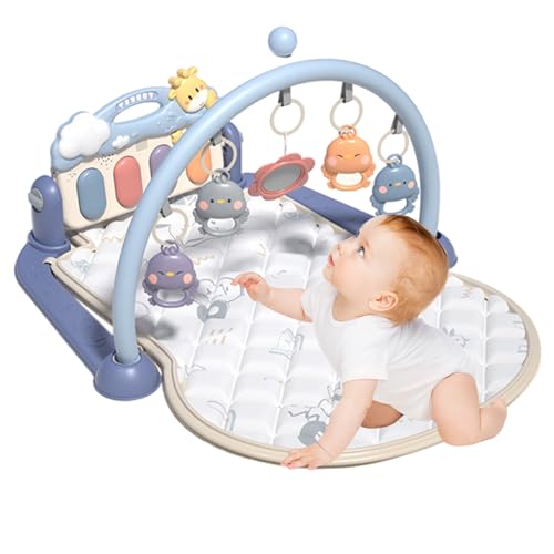 赤ちゃん向けプレイジム,ベビージム - ジムマット - カラフルなデザインの音楽と言語ジムプレイ、音楽とライト用のキックアンドプレイピアノ付き多機能ジム、男の子または女の子