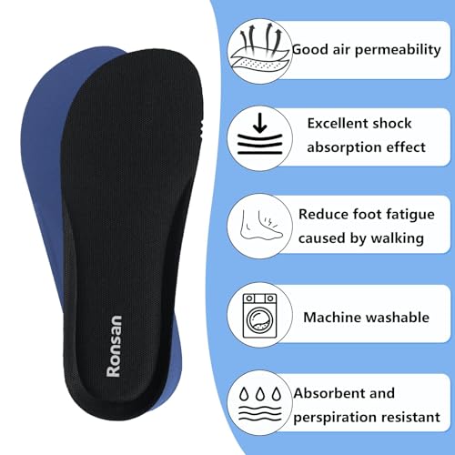 Image of Ronson Shoe Insoles of Clog Garden Shoes, Extra Wide Barefoot Shoe Inserts Pads for Nurse Shoes, Garden Work Sandals, Thin Replacement Insoles for Women 10 / Men Size 8, Black