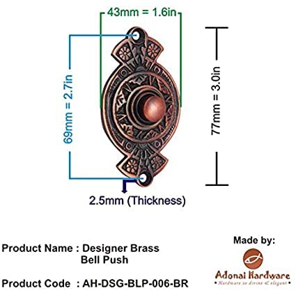 Adonai Hardware Designer Brass Bell Push or Door Bell or Push Button - Oil Rubbed Bronze