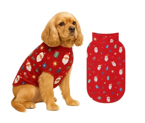 Image of The Pets Company Dog Winter Coat Jacket, Clothes, Windproof, Light Weight, Washable, Ultra Warm Thick Fleece Lined Dog Vest for Cold Weather Protection, (Christmas Cherry, Medium - 18 Inch)