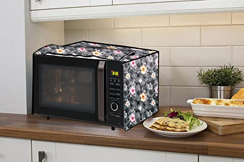 Image of Stylista Microwave Oven Cover for LG 28 L Convection Microwave Oven MJ2886BFUM Floral Pattern Grey