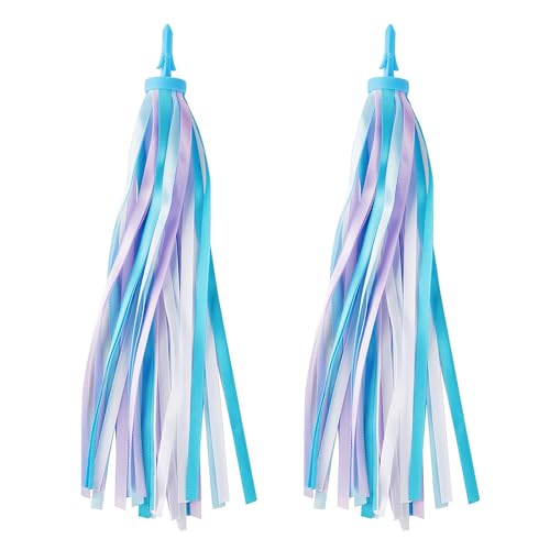 Umatoll 1 Pair(2pcs) Kid's Bike Streamers, Colorful Bicycle Tassels Ribbon for Girls Boys, Balance Bike Scooter Handlebar Accessories (Blue)