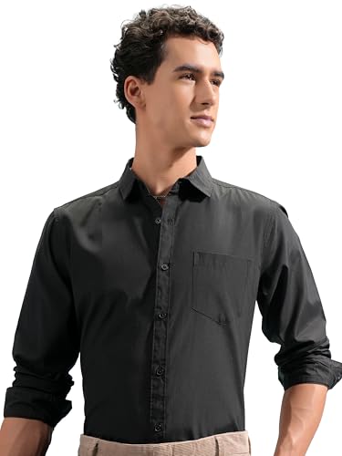 Image of Highlander Men's Slim Fit Shirts | Solid | Long Sleeves | Spread Collar | Formal Shirts | Men Shirts