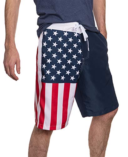 Calhoun Men's Americana USA Flag Fourth of July Swim Board Shorts4